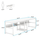Axyaa 78.7" Two Person Computer Office Desk with Bookshelf