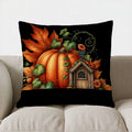 Axyaa Autumn Pumpkin & Candles Pillow Cover - Sofa, Bedroom, Car Decor