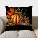 Axyaa Autumn Pumpkin & Candles Pillow Cover - Sofa, Bedroom, Car Decor