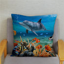 Axyaa Dolphin Ocean Pattern Cushion Cover for Kids Sofa & Home Decor