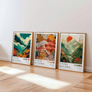 Axyaa Coral Reef Canvas Prints Mushrooms Mount Fuji Japanese Wall Art for Modern Living Room