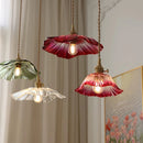 Axyaa Nordic Lotus Leaf Shape Copper Glass Pendant Light