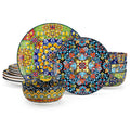Axyaa Stoneware Dinnerware Set - Bohemian Style for 6