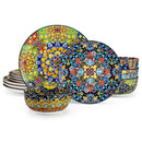 Axyaa Stoneware Dinnerware Set - Bohemian Style for 6