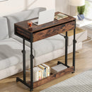 Axyaa Rolling Laptop Desk with Storage Drawers & Wheels - Portable Sofa Side Table