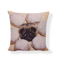 Axyaa Pug Food Print Cushion Cover Decorative Square Pillowcase for Sofa and Car Seat