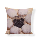 Axyaa Pug Food Print Cushion Cover Decorative Square Pillowcase for Sofa and Car Seat