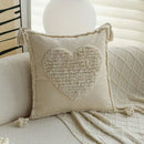 Axyaa Love Tassel Cushion Cover 45x45 Cotton Throw Pillow Home Decor