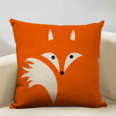 Axyaa Fox Linen Pillowcase - Nordic Animal Theme Decorative Cushion Cover 45x45cm