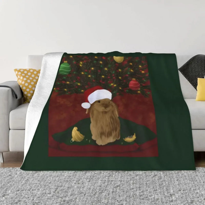 Axyaa Christmas Bunny Plush Throw Blanket Luxe Beach Blanket