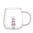 Axyaa 3D Cartoon Animal Glass Cup - Cute Single Layer Cup for Water, Coffee, Juice