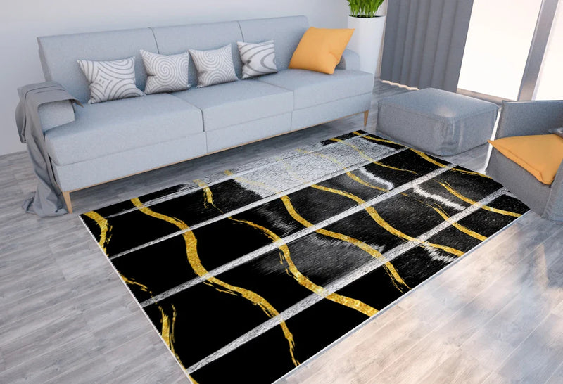 Axyaa Geometric Plaid Striped Print Carpet for Home Living Room and Bedroom Decor