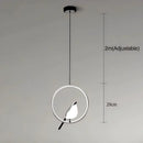 Axyaa Magpie LED Pendant Lamp: Minimalist Circular Lighting for Living Room, Bedroom, and Kitchen