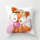 Axyaa Fox Cartoon Pillowcase for Sofa 45*45 Throw Pillow Cover Decoration