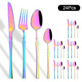 Axyaa 24Pcs Pink Gold Stainless Steel Cutlery Set - Western Flatware Tableware