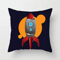 Axyaa Cartoon Astronaut Rocket Spaceship Sofa Pillowcase Space Theme Cushion Cover