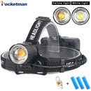 Axya LED Headlamp: Rechargeable Zoom Headlight with Power Display, Large Lens Light