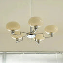 Axyaa Cream Glass Chandelier: Nordic Retro Design Led Lustre Hanging Lamp