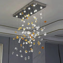 Axyaa Crystal Chandelier: Modern Lobby Design, Artistic Hotel Living Room Lighting