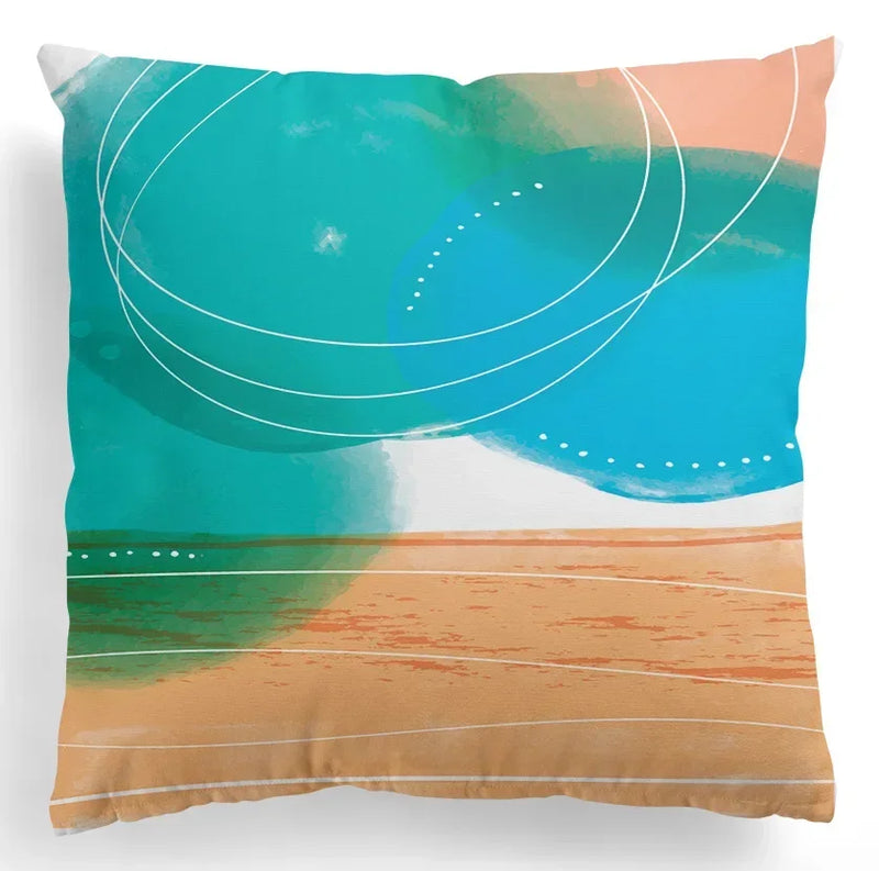 Nordic Luxury Abstract Hand Painted Pillowcase by Axyaa