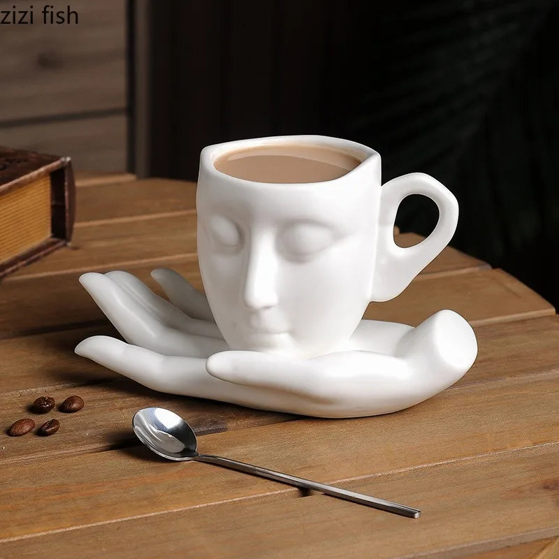 Axya Abstract Art Face Ceramic Coffee Cup Set