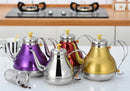 Axya Golden Teapot with Strainer: European Style Stainless Steel Coffee Pot