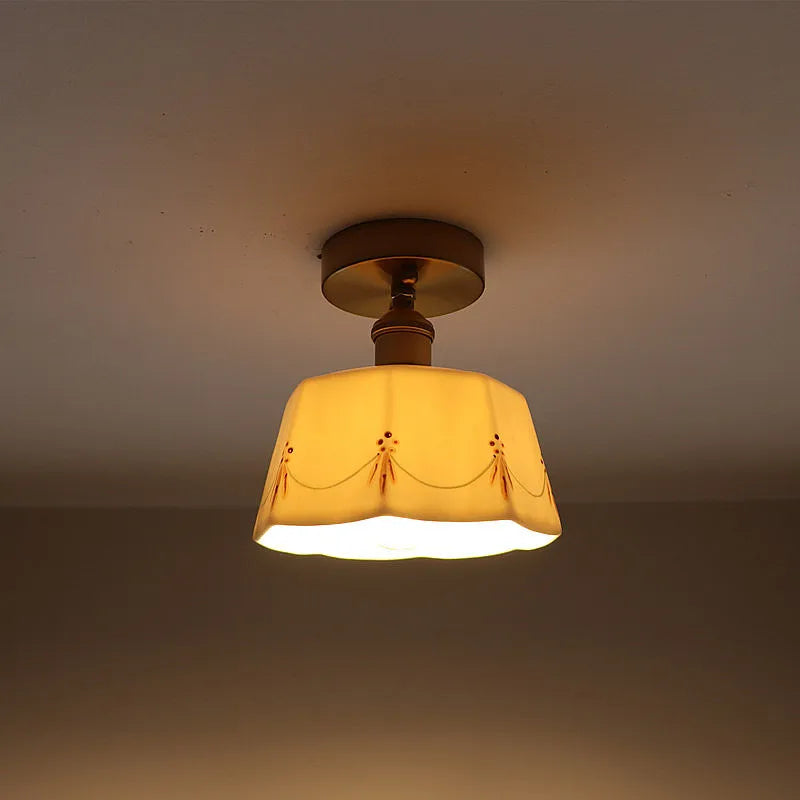 Axyaa Ceramic Copper LED Ceiling Lights for Home Balcony Kitchen Corridor Lighting