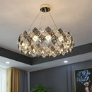 Axyaa Mid Century Square Crystal Chandelier LED Pendant Lamp for Home Décoration