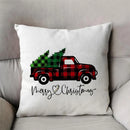 Axyaa Christmas Pickup Trucks Linen Cushion Covers 45x45 for Modern Home Decor
