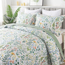Axyaa Wildflower Floral King Size Microfiber Quilt Set - Lightweight Retro Bed Cover