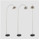 Axyaa Nordic Marble Arc Floor Lamp Silver Wood Finish
