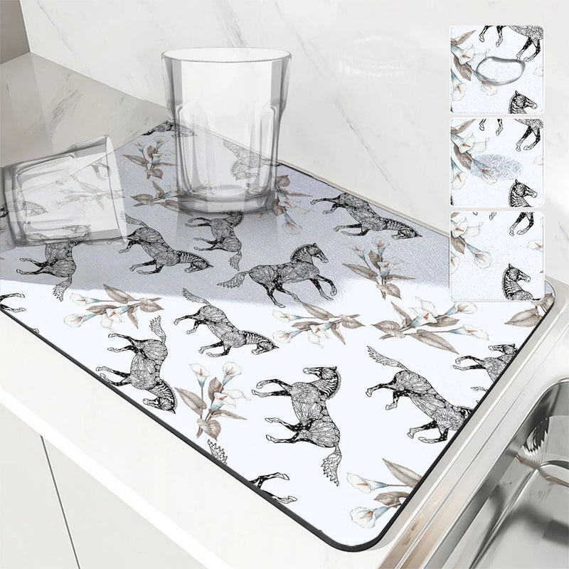 Axyaa Non-Slip Absorbent Drying Mat for Kitchen Counter and Tableware