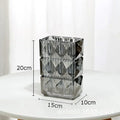 Axyaa Clear Glass Vase Square Hydroponic Flower Pots Floral Arrangement Desk Decor