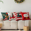 Axyaa Christmas Embroidery Canvas Pillowcase 45x45cm - Holiday Home Decoration