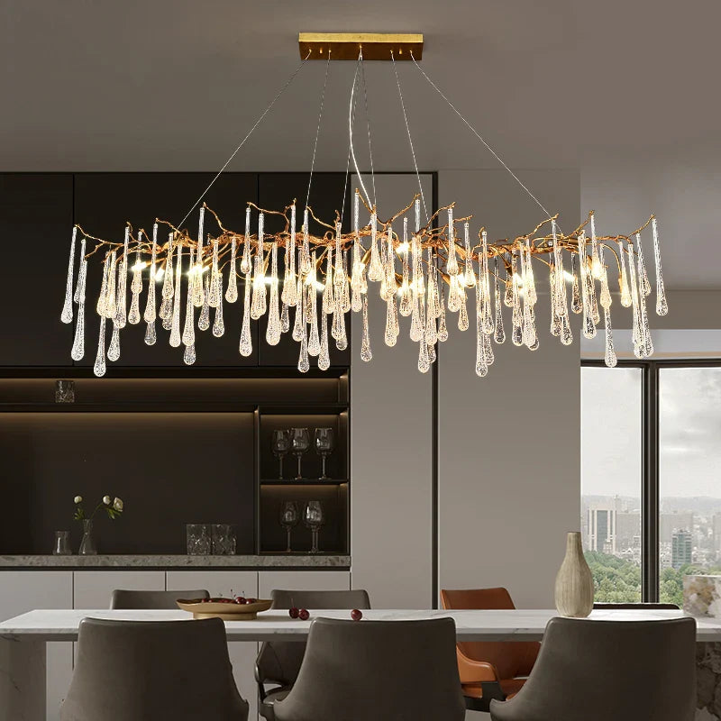 Axyaa Copper Crystal Branch Chandelier for Dining, Living Room, Kitchen.