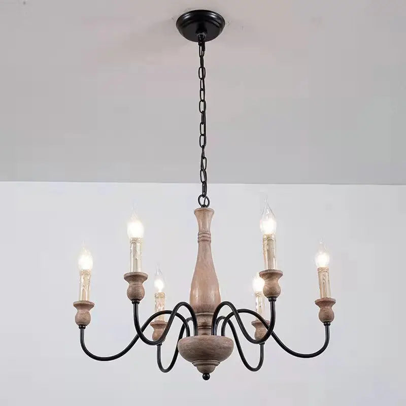 Axyaa Retro Chandelier: Solid Wood Dining Room Lamps for Stylish French Designer Home Decor