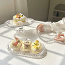 Axyaa Retro Heart Glass Dessert Plates Set for Home Table Decor