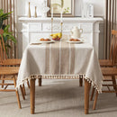 Axyaa Linen Cotton Waterproof Tablecloth for Dining Coffee Table Kitchen Room Decor