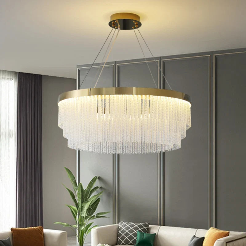 Axyaa Crystal Ceiling Chandelier: Modern Luxury LED Pendant Lights for Living Room Decor