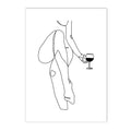 Axyaa Minimalist Wine Cup Woman Body Line Art Canvas Wall Print for Home Decor