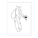 Axyaa Minimalist Wine Cup Woman Body Line Art Canvas Wall Print for Home Decor