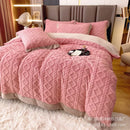 Axyaa Winter Rabbit Velvet Four-Piece Bedding Set in Solid Color