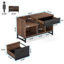 Tribesigns Axyaa Rustic Brown File Cabinet with 2 Drawers, Lateral Filing Printer Stand