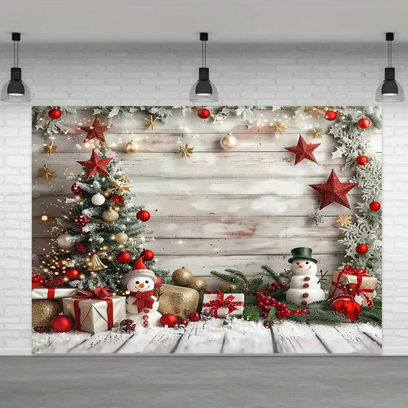 Christmas Party Background Cloth with Snowman & Gift Pattern, Axyaa Brand Home Decor