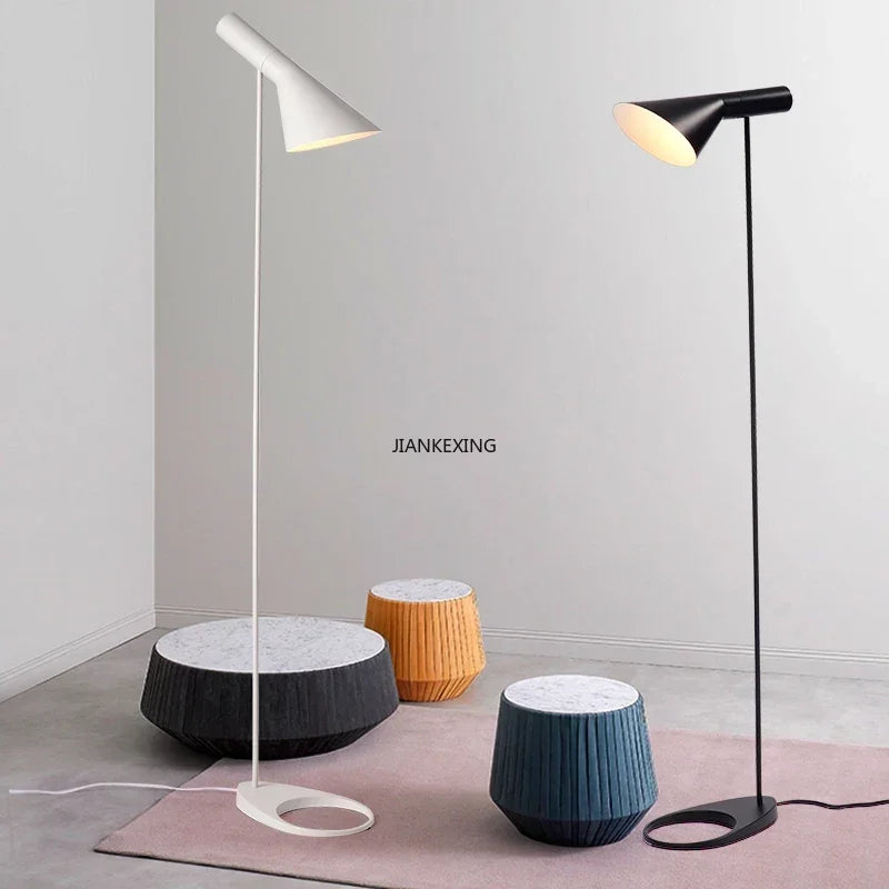 Axyaa Black White LED Corner Floor Lamp by Arne Jacobsen - Modern Living Room Decor Stand