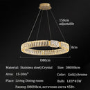 Axyaa Luxury Gold Metal Crystal LED Pendant Chandeliers for Home, Restaurant, Hotel