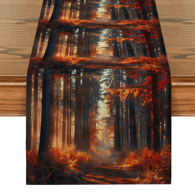 Axyaa Autumn Forest Sunshine Table Runner for Kitchen Dining and Party Decor