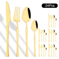 Axyaa 24Pcs Pink Gold Stainless Steel Cutlery Set - Western Flatware Tableware