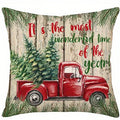 Axyaa Christmas Wreath & Truck Joy Throw Pillow Cover for Sofa, Bedroom, Car
