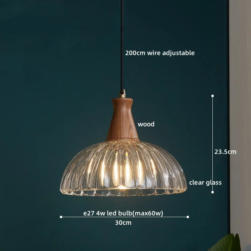 Axyaa Japanese Style LED Glass Pendant Lamp for Kitchen, Bedroom & Living Room
